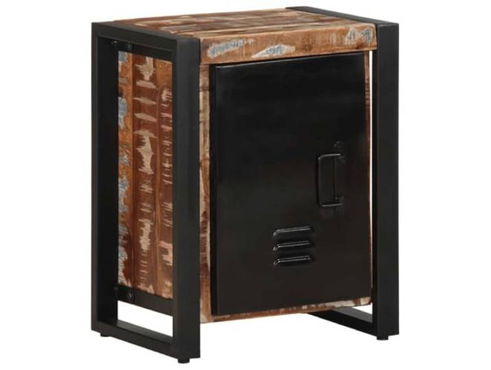 Fisinber Nachttisch Massivholz Mehrfarbig 40x30x51 cm Beistelltisch Kompakte Nachtkommode aus Echtholz mit Metallbeinen und Stauraum für Schlafzimmer und Wohnzimmer.