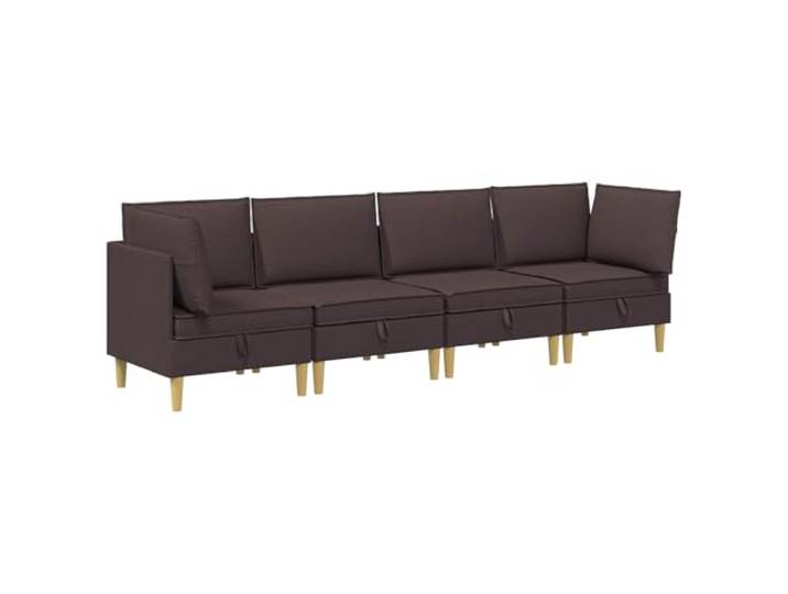 PUGYNBK Modulares Sofa-Set mit Stauraum, 4-teilig, Dunkelbraun Robustes Sperrholz, Kissen aus Polyester, abnehmbare Bezüge, flexible Aufteilung