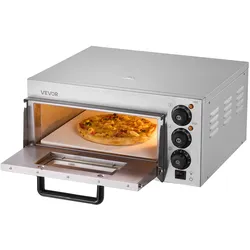 VEVOR Kommerzieller Pizzaofen für die Arbeitsplatte, 14-Zoll-Einzeldeckschicht, elektrischer Pizzaofen aus Edelstahl mit Stein und Griff, Mehrzweck-Pizzamaker für den Innenbereich zum Backen von Brezeln im Restaurant zu Hause