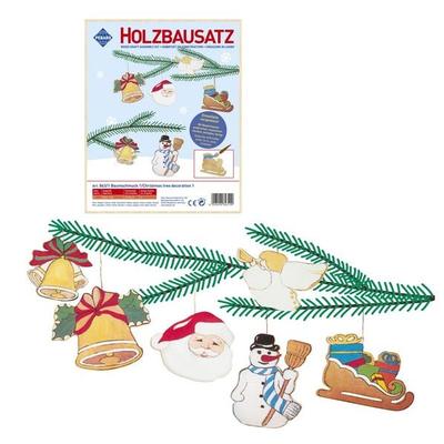 PEBARO 843/1 - Holzbausatz Baumschmuck 1, 6 Teile, Holzkonstruktion zum Zusammenstecken