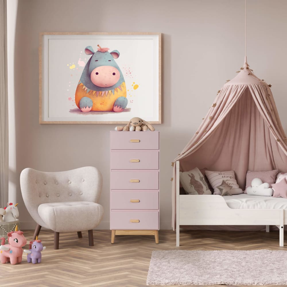 Mobili Rebecca Commode pour enfants avec 5 tiroirs rose Rose 50x115x40cm