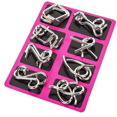 Discount Dollar Deals Metal Montessori Puzzle IQ Brain Teaser For Adults Interactive Mind Game Reliever pink