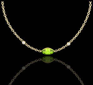 Edenly Halskette Auge des Orients - Peridot und Diamanten - 9 Karat Gelbgold