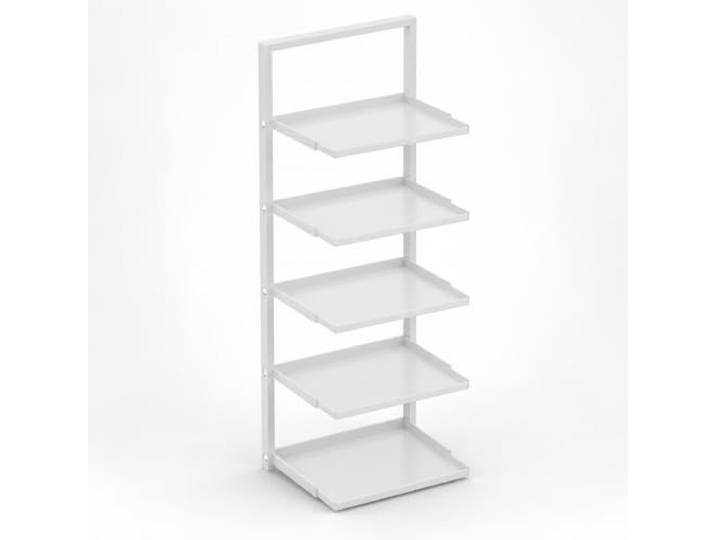 JS Space Klappbares Gewürzregal, Wand-Küchenregal mit Mehreren Ebenen Carbonstahlrahmen mit ABS-Ablagen, Platzsparend und Zusammenklappbar(white,5 tier)