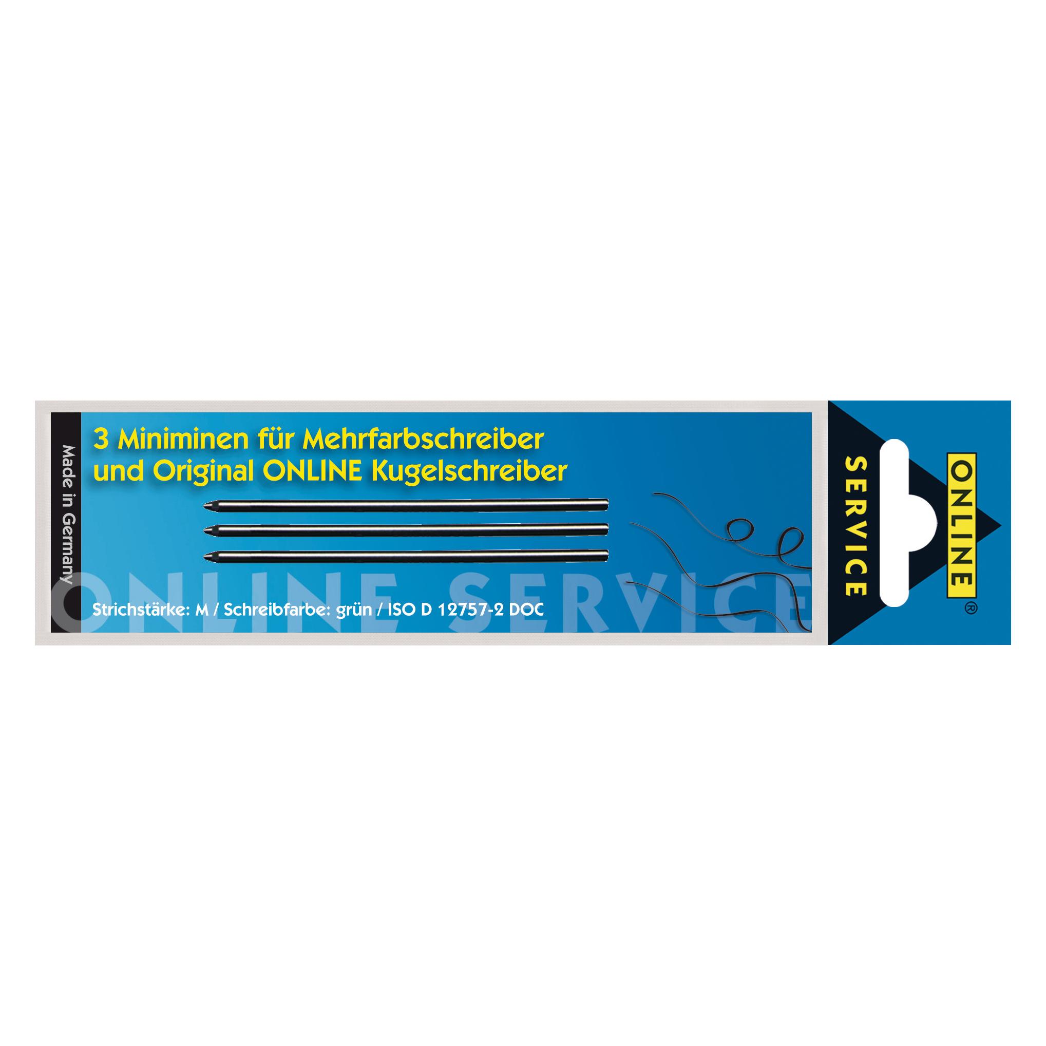 Online Kugelschreiber-Minen D1-Mini (Grün, 0.70 mm, 3 Stk.) (40070/3)