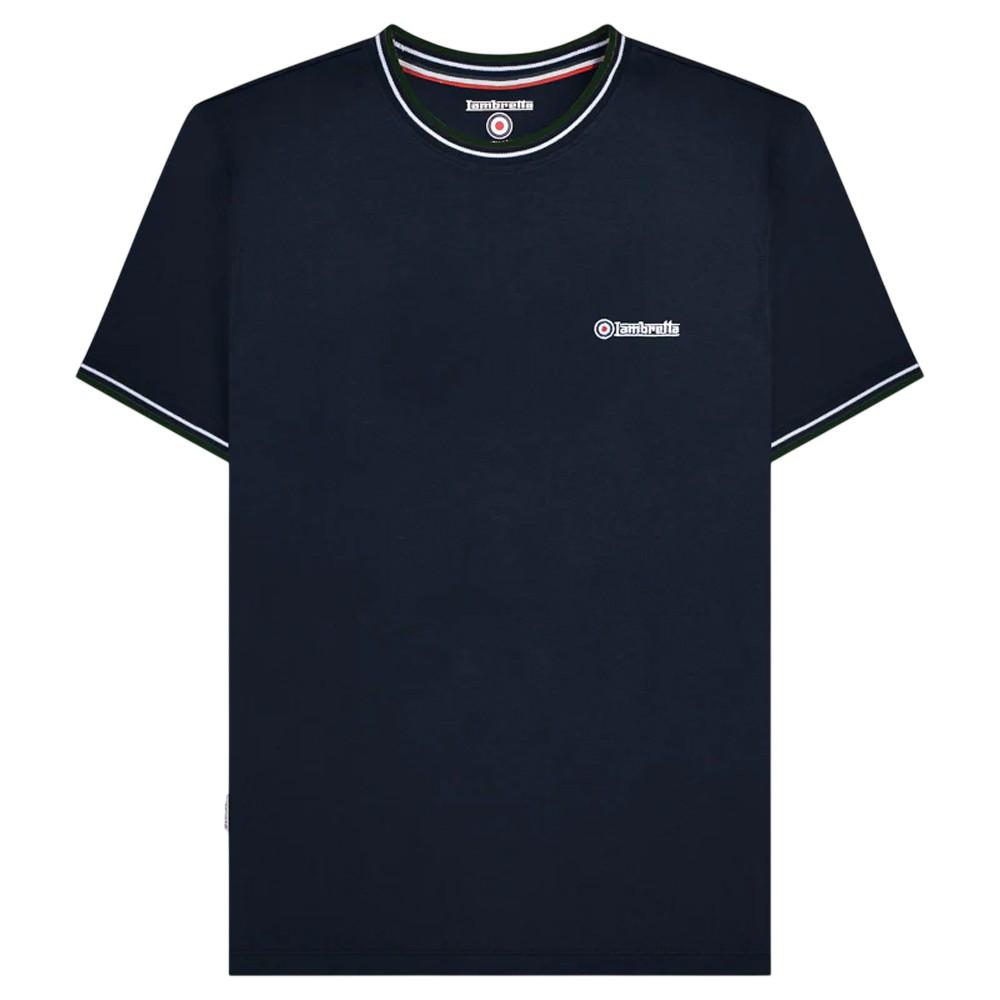 Lambretta Heren AW24 Twin Tip Pique T-shirt (Marine, Wit, Groen)