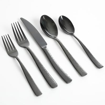 Gibson Elite Stonehenge 20 Piece Flatware Set in Black