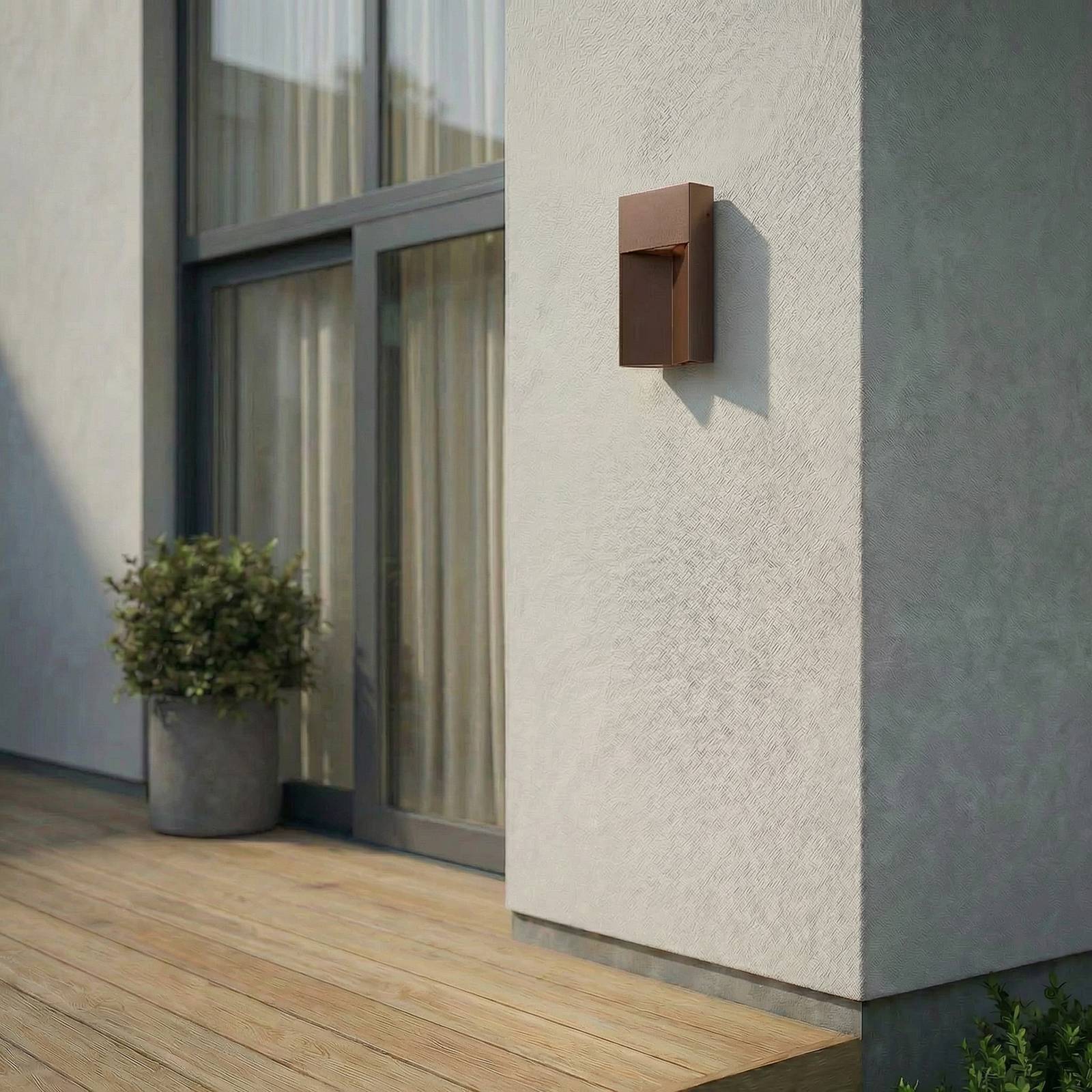 Außenwandleuchte Kaholo Lucande, braun / rost, Aluminium, Modern, Wandleuchte außen