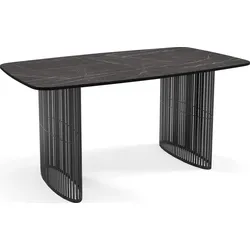 ESSTISCH Cavaro rechteckig oval ausziehbar, Marmor Schwarz 160-236/90/76 cm