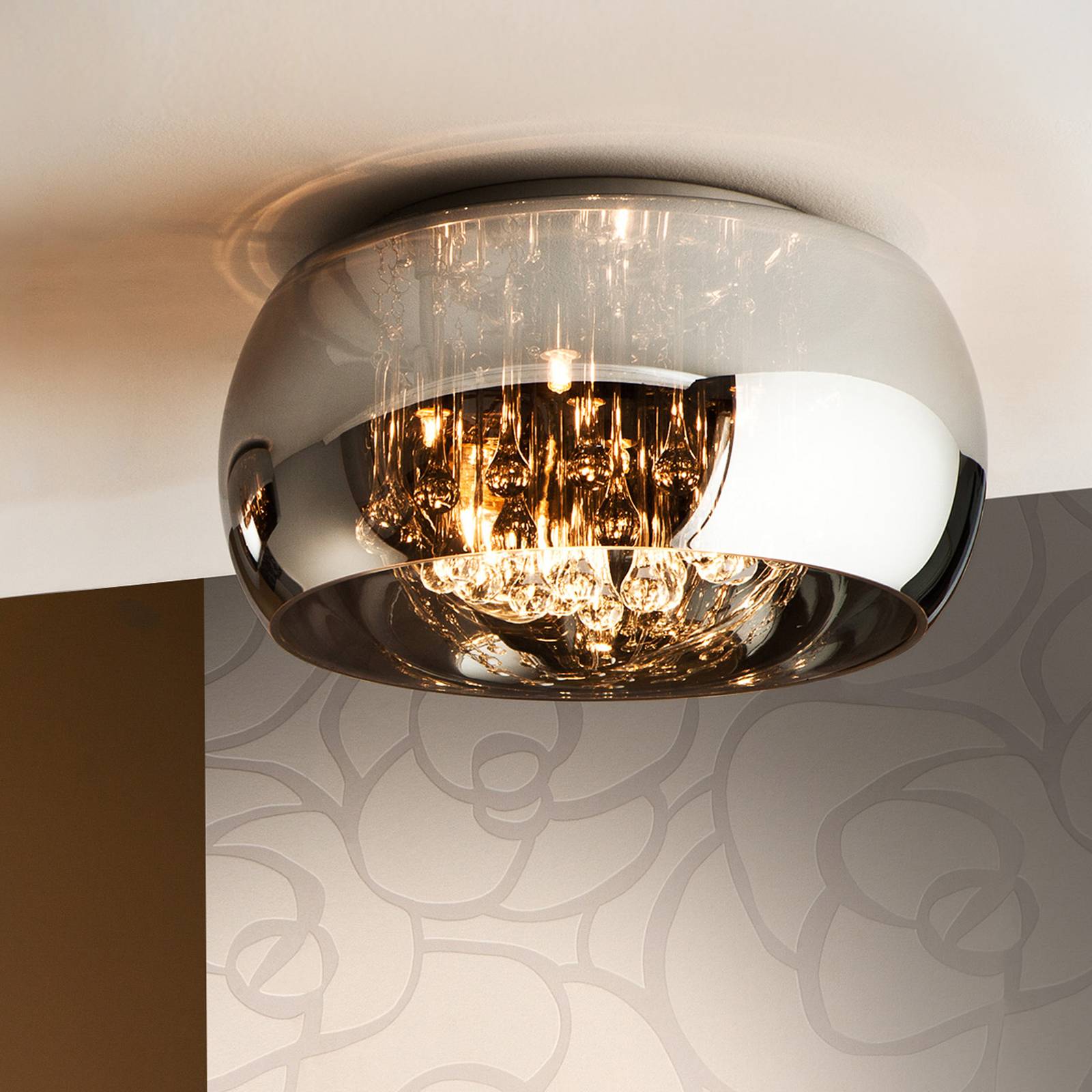 Schuller Valencia LED Ceiling Light Argos, Chrome / silver, Living / Dining Room, Glass, Modern, Ceiling Light