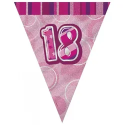 18. Geburtstag | Wimpelkette pink