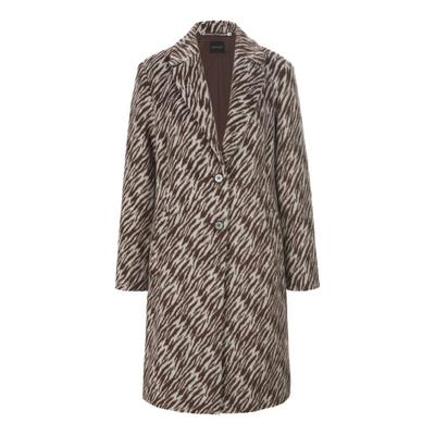 Langmantel MADELEINE "Kurzmantel Figurbetonter Kurzmantel mit Knopfleiste", Damen, Gr. 40, braun (dunkelbraun, wollweiß), Obermaterial: 100% Polyester PES., Modern, Mäntel