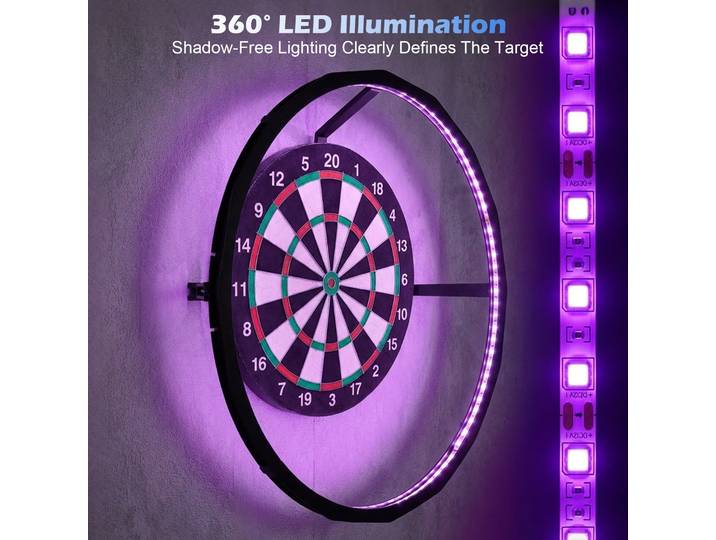 Éclairage pour cible de fléchettes, 360 ° Éclairage professionnel pour cible de fléchettes avec contrôle de luminosité, éclairage LED pour cible de fléchettes, pour salon et bar
