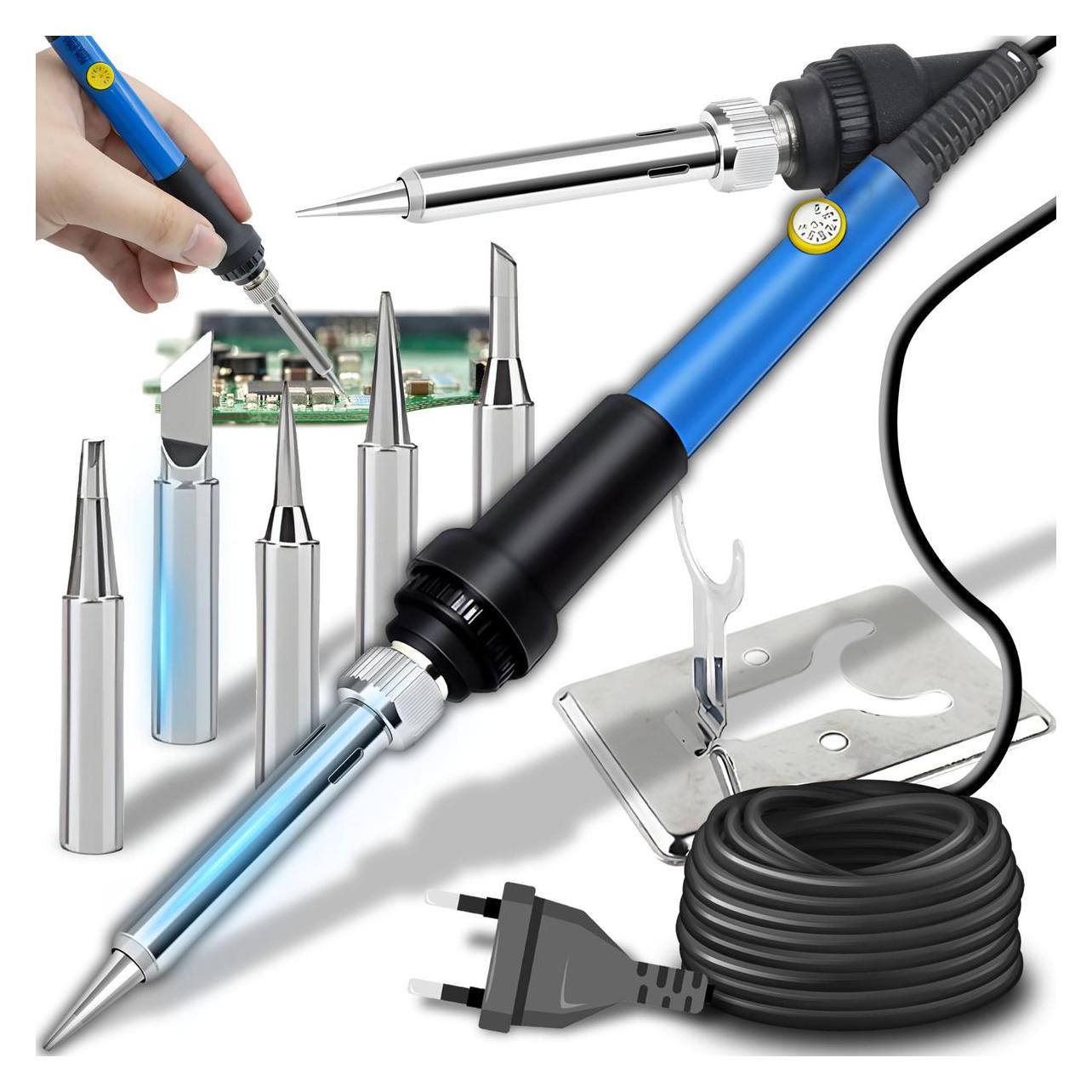 Retoo Zestaw narzędzi Hedootools ZESTAW LUTOWNICZY LUTOWNICA KOLBOWA PRECYZYJNA Z REGULACJĄ 60W + 6X GROTY (Lötkolben) (E641)