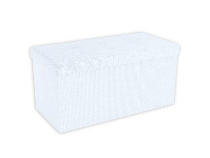 INTIRILIFE Faltbare Sitzbank 76x38x38 cm in Schnee WEIß - Sitzwürfel mit Deckel und Stauraum aus Stoff mit Mulden - Sitzcube Fußablage klappbare Aufbewahrungsbox Truhe Sitzhocker