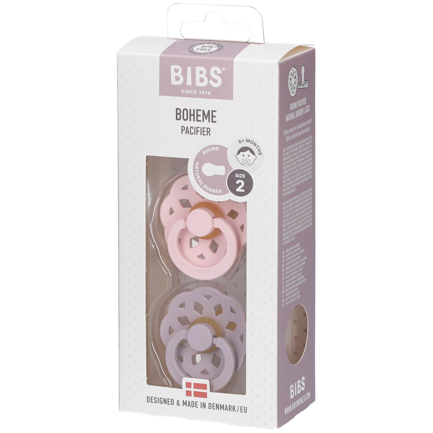Bibs Fopspeen Boheme Blossom - Lilac 6-18 Maanden 2 St Sauger