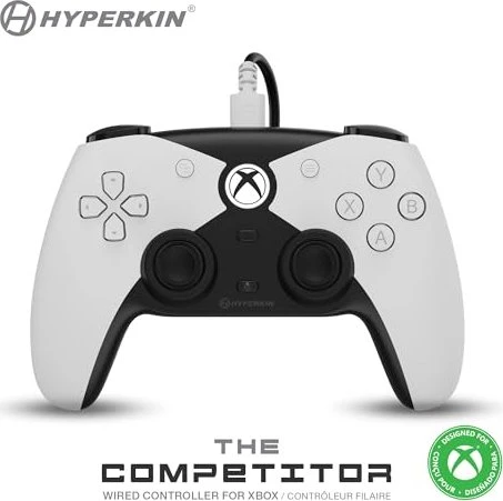 Hyperkin Competitor Wired Controller for Xbox Series|One/Win 11|10 (White) Licensed by Xbox