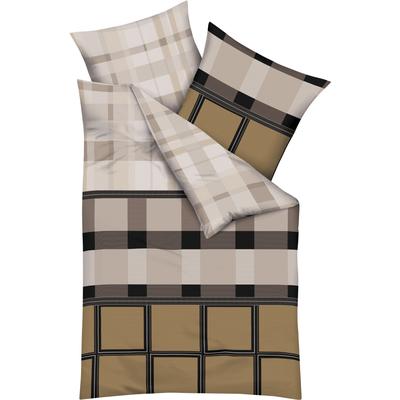 Bettwäsche KAEPPEL "Penthouse", gelb (ocker), B/L: 155cm x 220cm, 1 Stk., 1 Stk., Mako-Satin, B/L: 80cm x 80cm, 2 Stk., Mako-Satin, Obermaterial: 100% Baumwolle, Bettwäsche, Bettwäsche