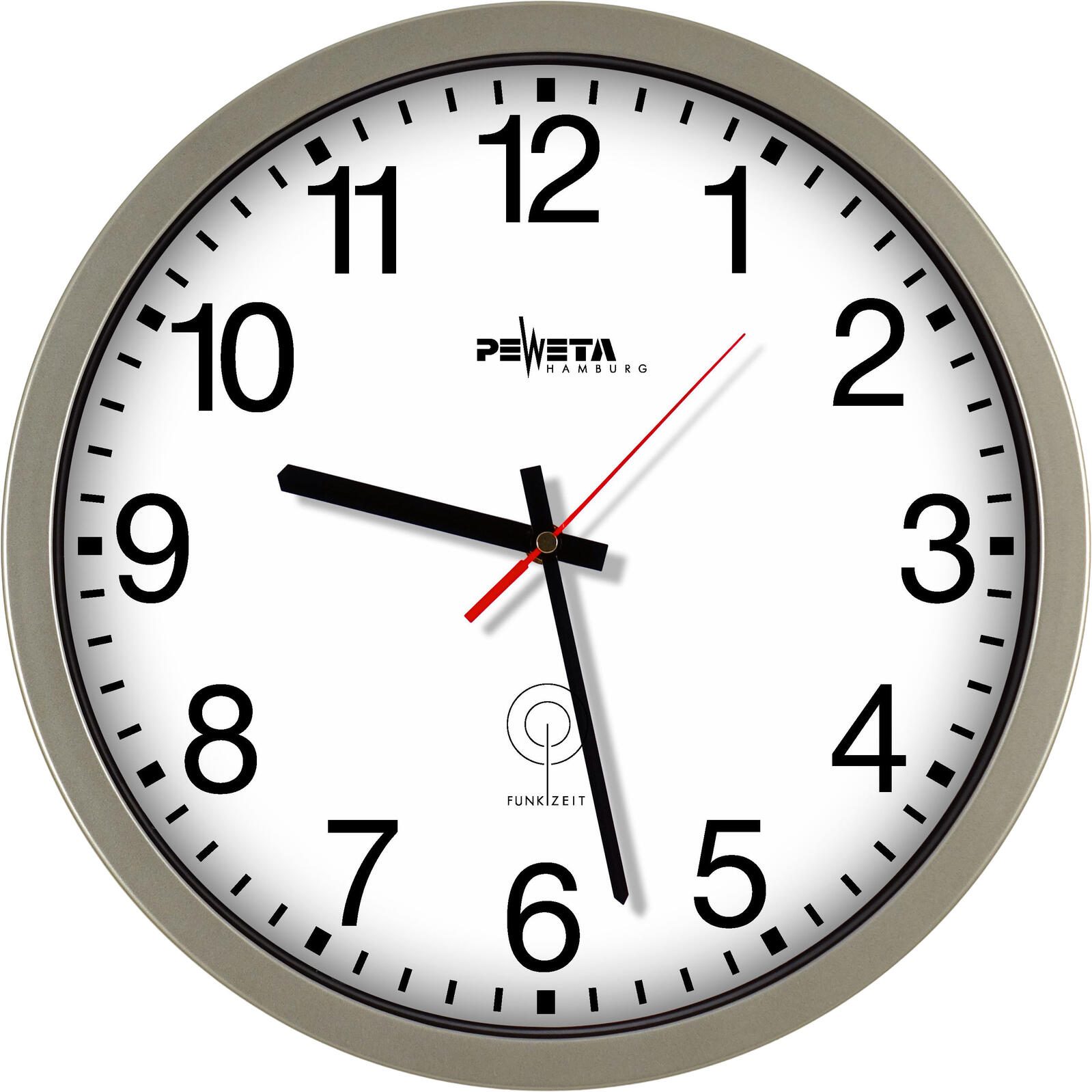 PEWETA Funkwanduhr Ø 35 cm silber 55.131.313