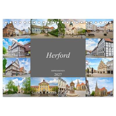 Herford Impressionen (Tischkalender 2027 DIN A5 quer), CALVENDO Monatskalender