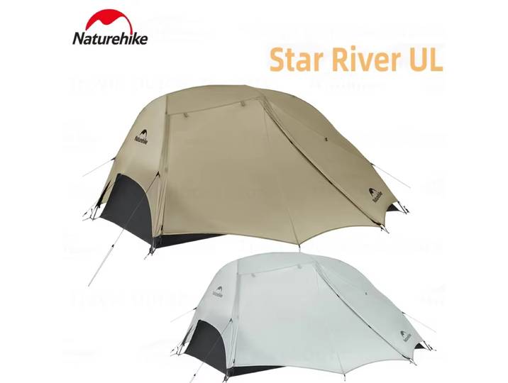 Tente de camping Naturehike Star River UL 15D en silicone pour 2 personnes, 3 saisons, ultralégère, portable, pour la randonnée en plein air, avec tapis