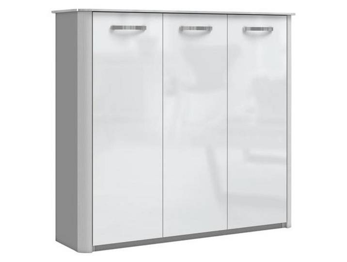 Moderano Schuhschrank, Weiß, Alufarben, Metall, 8 Fächer, 129x113x34 cm, Typenauswahl, Beimöbel erhältlich, Garderobe, Schuhaufbewahrung, Schuhschränke