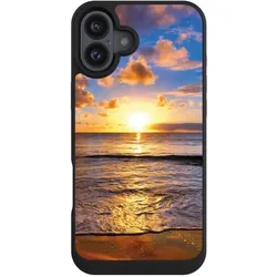 Nivocase Handyhülle für Apple iPhone 16 Plus Hülle NIVOpure Case Schwarz Meer Sonnenuntergang Strand (Apple iPhone 16 Plus), Smartphone Hülle, Schwarz