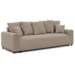 SCHLAFSOFA Calma mit Bettkasten im Bumpy-Design aus weichem Greige Webstoff