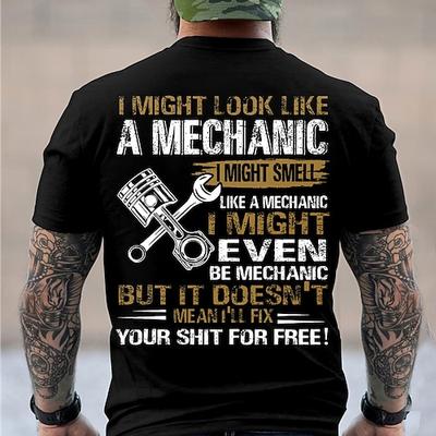 Herren Mechaniker Lustiges T-Shirt - 'Ich repariere deinen Kram nicht umsonst' Arbeits-Humor Kurzarm Grafik Tee