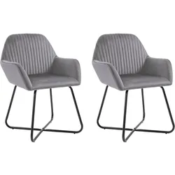 Décoshop26 - Set mit 2 modernen grauen Samt-Esszimmer-/Küchenstühlen CDS020620