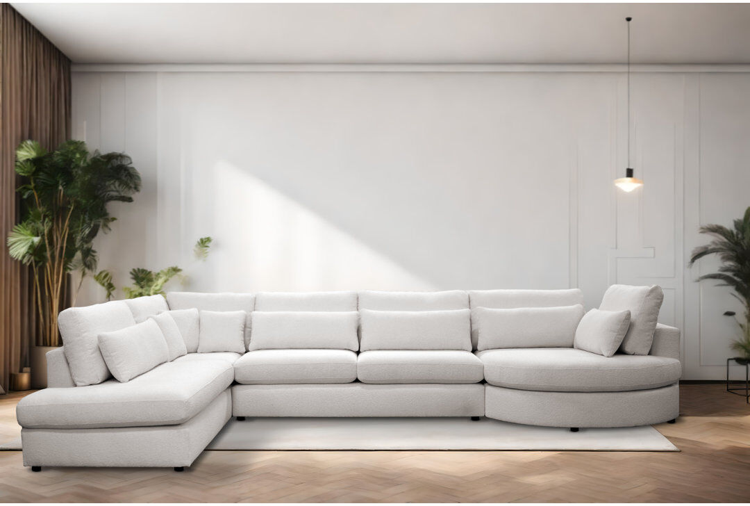 Ivy Bronx 6 Seater Corner Sofa Grey 87cm H X 422cm W X 228cm D