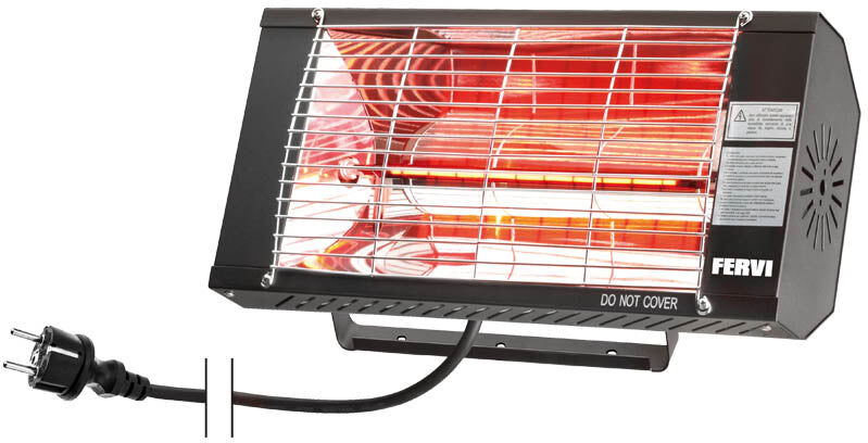 Fervi R609 Riscaldatore elettrico a raggi infrarossi con supporto per fissaggio a parete
