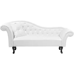 CHAISELONGUE Kunstleder weiß linksseitig Lattes