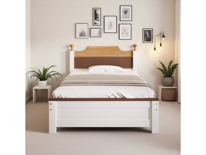 Rosahqnda lit en pin massif, lit simple 90*200cm, lit double 140*200cm, lit d'invité, lit d'adolescent, bois massif
