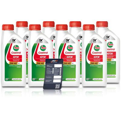 Castrol 8x 1 L GTX 5W-40 A3/B4 + Ölwechsel-Anhänger [Hersteller-Nr. 15F686]