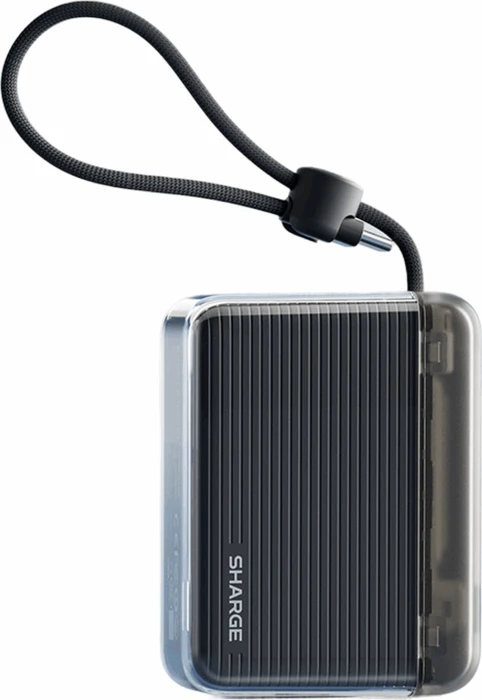 SHARGE Flow Go Powerbank, 10.000mAh, 22,5W, USB-C-Kabel - schwarz