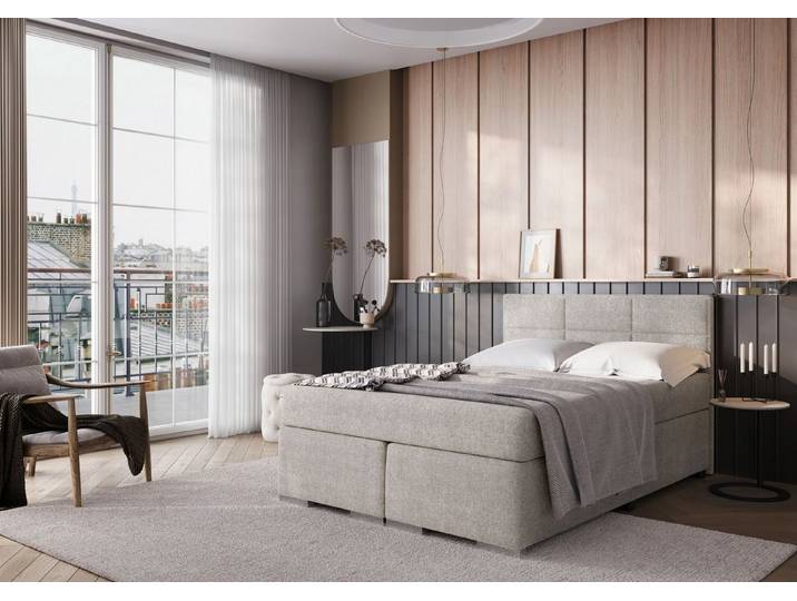 FORTE Boxspringbett ONE erhältlich in den Breiten 140cm, 160cm & 180cm (Bezugsstoff ist tierfreundlich und pflegeleicht)