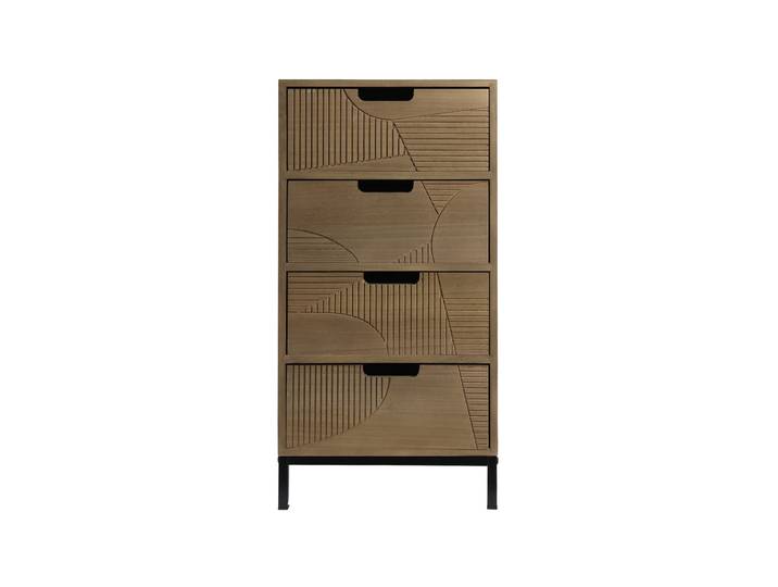 Rebecca Mobili Kommode mit 4 Schubladen aus Holz und Metall, weiß und braun
