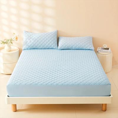 HomeDecorAndMore LLC 3D Air Fabric Thick Mattress Cover, Waterproof Mattress Protector, Soft & Breathable Fitted Bed Sheet For Queen Size light Blue queen