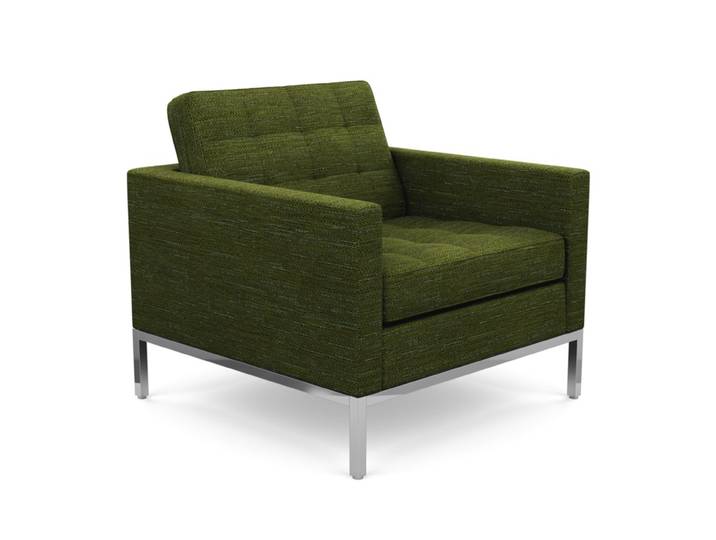 KNOLL fauteuil FLORENCE en tissu (Rivington Palm - Revêtement Cat. S et structure en acier chromé)