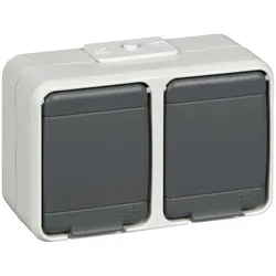 Elso 455409 Steckdose 2-fach 16A waagerecht AquaTop Schraubklemme licht/basaltgrau