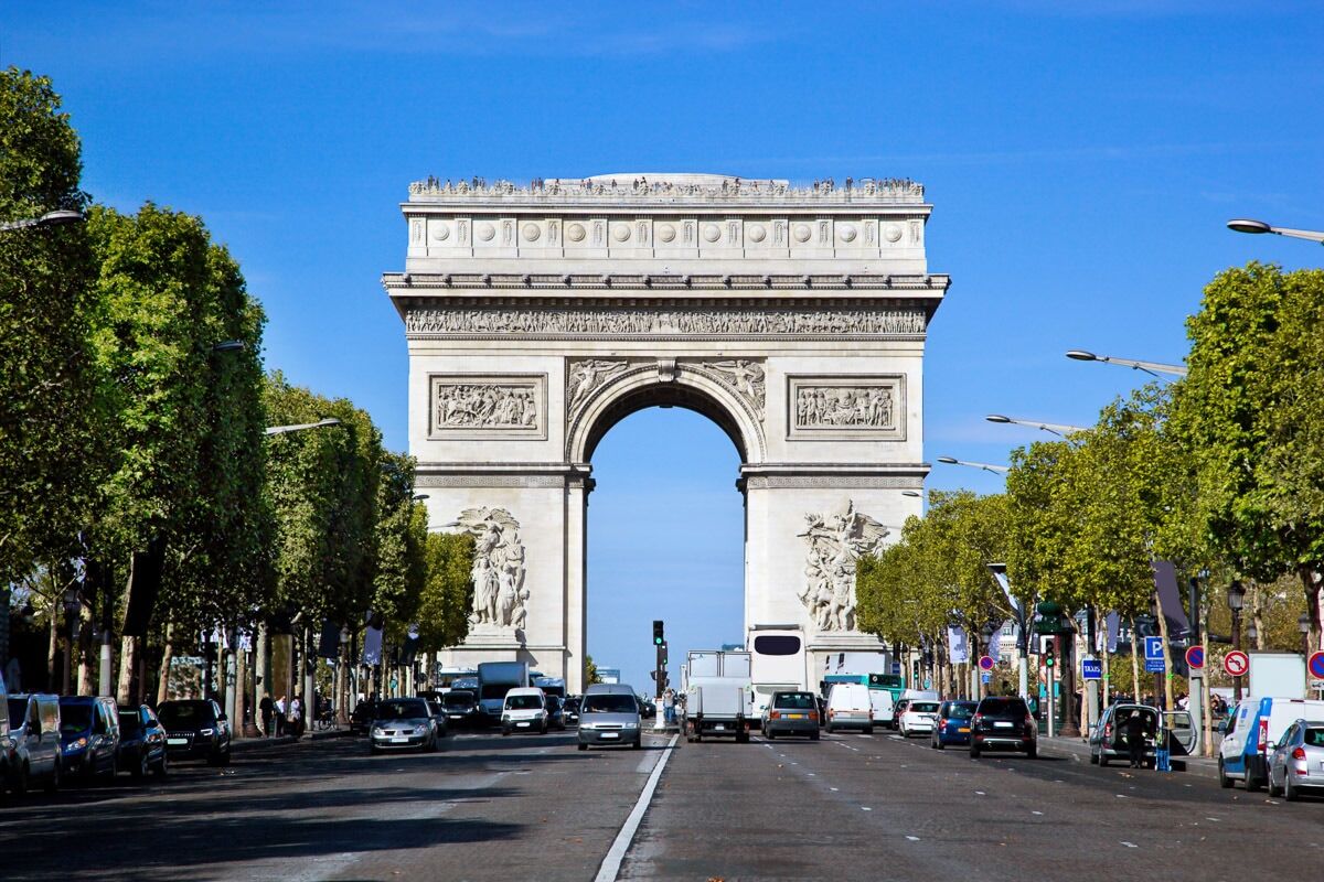 Fototapete PAPERMOON "Arc de Trio", bunt, B:2m L:1,49m, Vlies, Tapeten, Fototapete bunt B/L: 2m x 1,49m, Bahnen: 4 Stk.