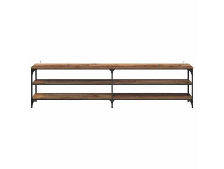 NEUF Armoire TV - Marron - Meuble TV - TABLE TV - Bois Ancien 200x30x50 cm - Bois d'ingénierie et fer TT5491