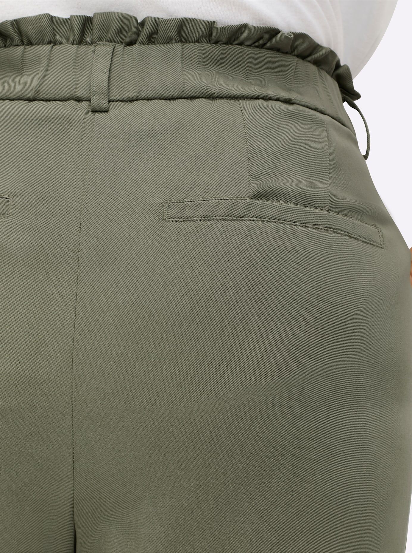 Paperbag-Hose SHEEGO, Damen, Gr. 46, Normalgrössen, grün (khaki), 100% Lyocell, unifarben, Hosen Paperbag-Hose khaki 46, Normalgrössen