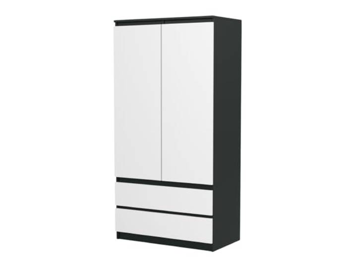VBChome Kleiderschrank 90x50x180 cm 2 Türen 2 Schubladen 4 Einlegeböden Kleiderstange Weiß - Schwarz