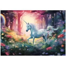 FOTOTAPETE Mädchen Einhorn Rosa 312x219 cm