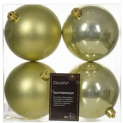 Christmas Decorations 4 Weihnachtskugeln Kunststoff 10cm klassisch & bruchsicher Christbaumkugeln Weihnachtsbaumkugeln Christbaumschmuck Weihnachtsbaumschmuck Pistaziengrün