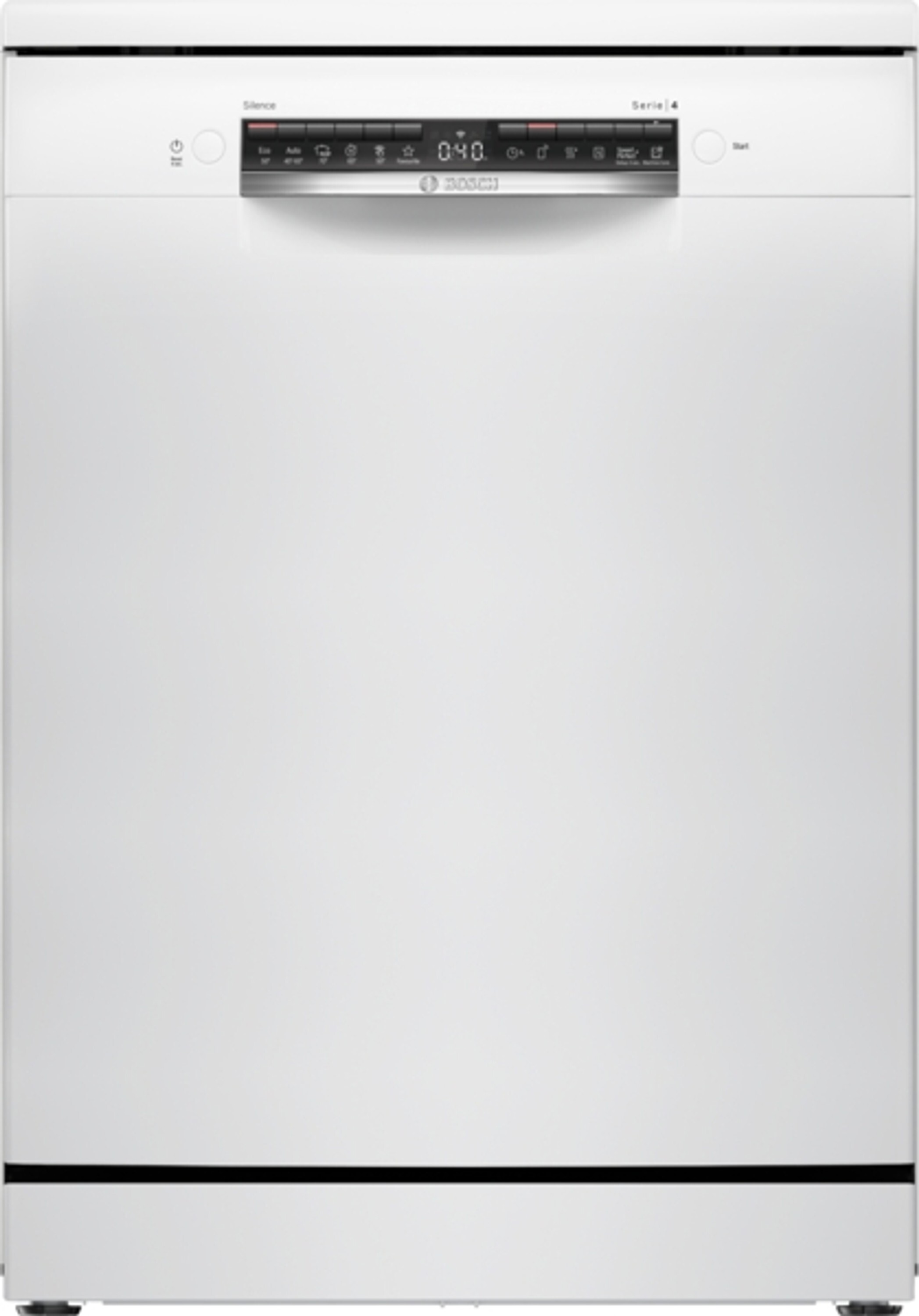 Bosch Serie 4 SMS4HKW07E, Freistehend, Standardgröße (60 cm), Weiß, Schwarz, Tasten, Berührung, LED