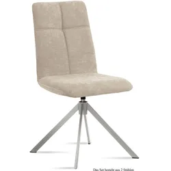 ESSZIMMERSTUHL drehbar (2er-Set) Dreddy 47x92x60 Edelstahl/Natur