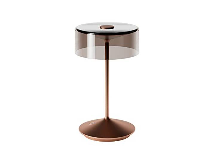 SIGOR Numotion - Dimmbare LED Akku-Tischleuchte Indoor & Outdoor, IP54 spritzwassergeschützt, Höhe 26,5 cm, aufladbar mit Easy Connect, 12 h Leuchtdauer, bronzefarben